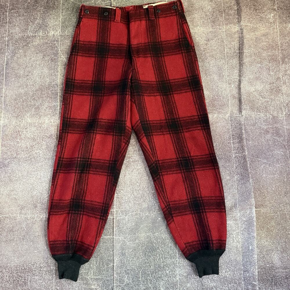 Men's Vintage 50's Genuine Boat Sail Drill Buffalo Plaid Hunting Pants 34 X 33